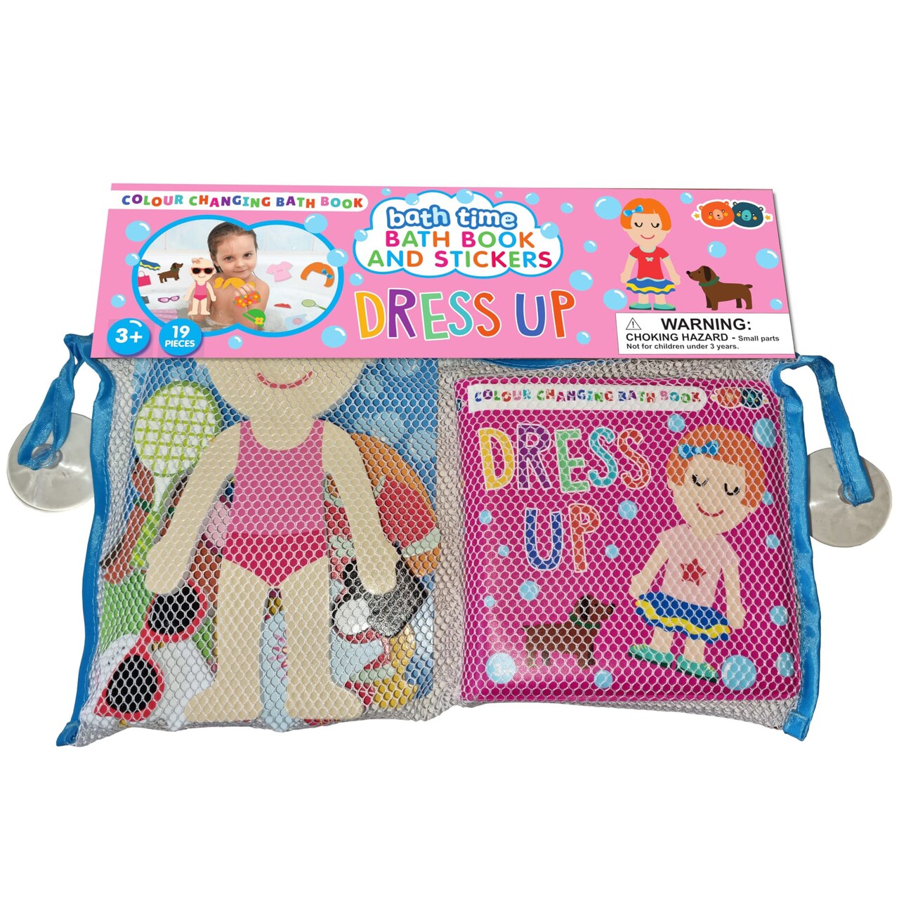 Buddy & Barney: Bath Time: Book & Stickers - Dress Up - Color Changing Book & 17 Foam Pieces, Mix & Match Outfits, Mesh Bag, Water Play Toy, Kids 3+